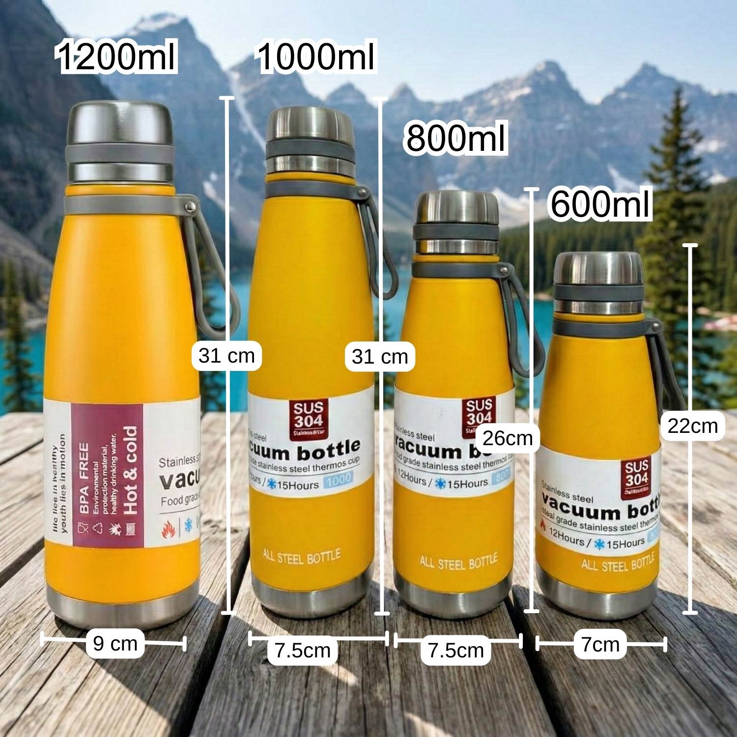 Termo Tomatodo De 600 ML Acero Inoxidable Color Amarillo - Imagen 4