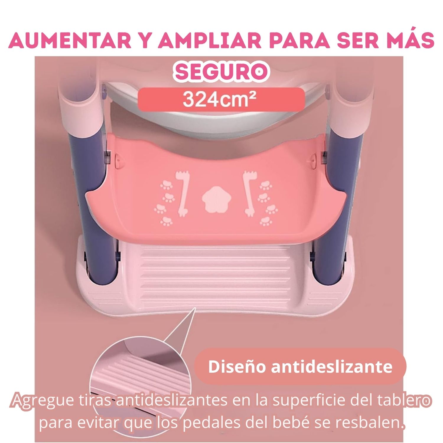 Adaptador de Baño y Escalera Portátil para Niños Rosa - Imagen 3