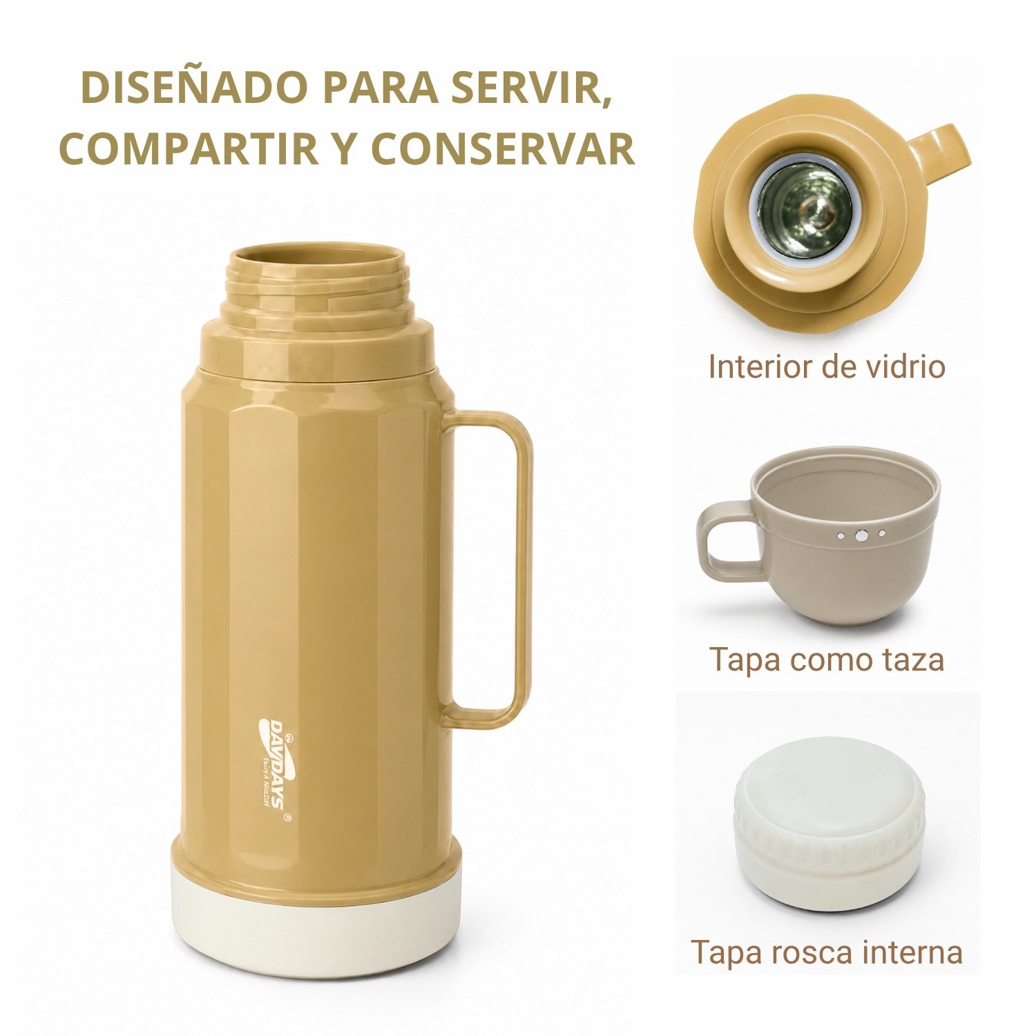 Termo 1.8 L Interior de Vidrio para Conservar Bebidas por Horas Camel - Imagen 2
