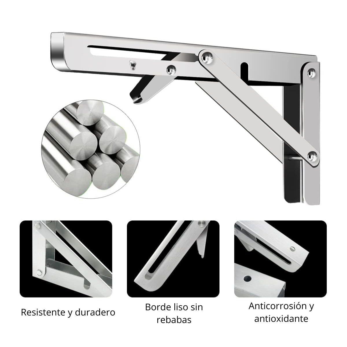 Repisa, Soporte, Ángulo Plegable Push 20cm Pack X6 - Imagen 6