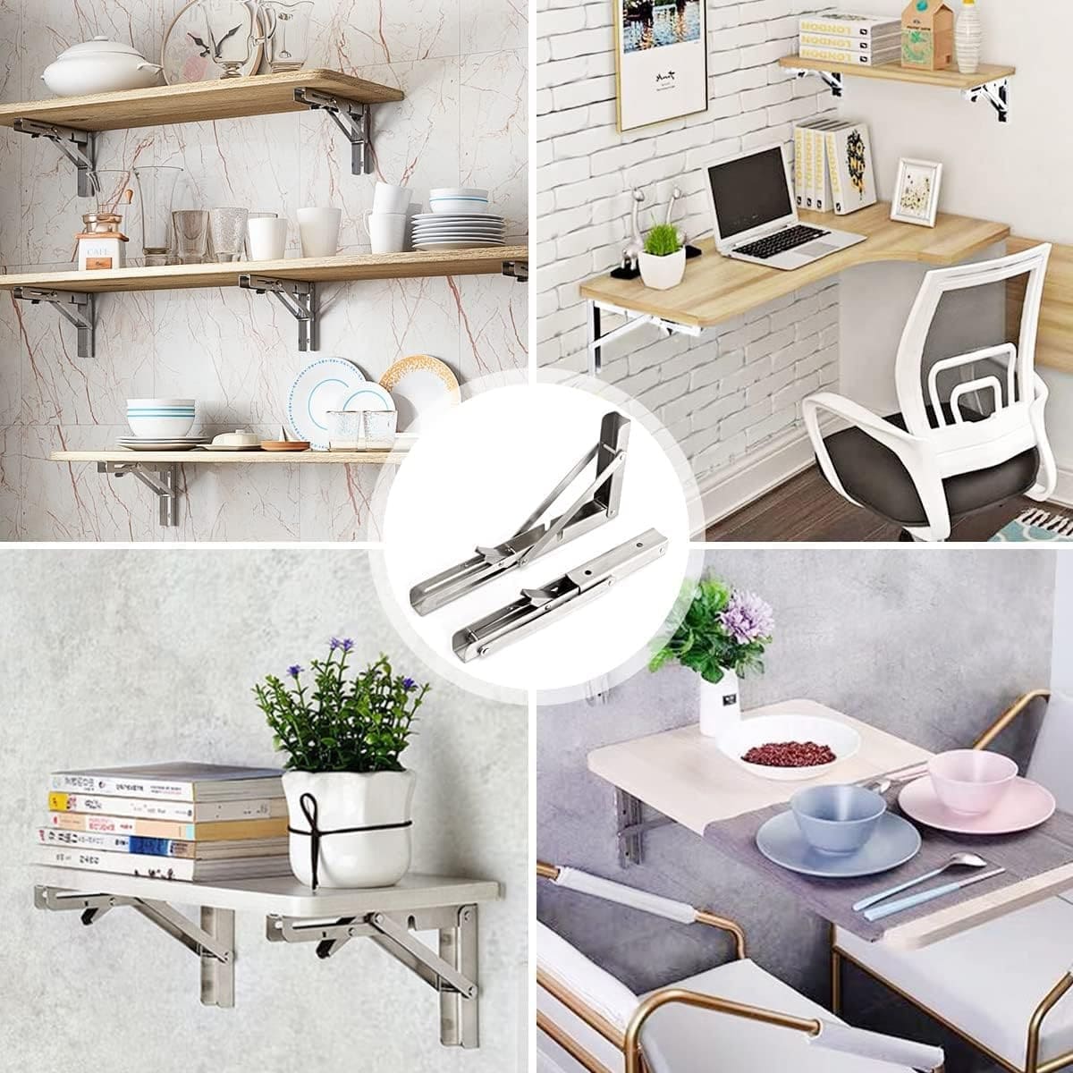 Repisa, Soporte, Ángulo Plegable Push 20cm Pack X6 - Imagen 5