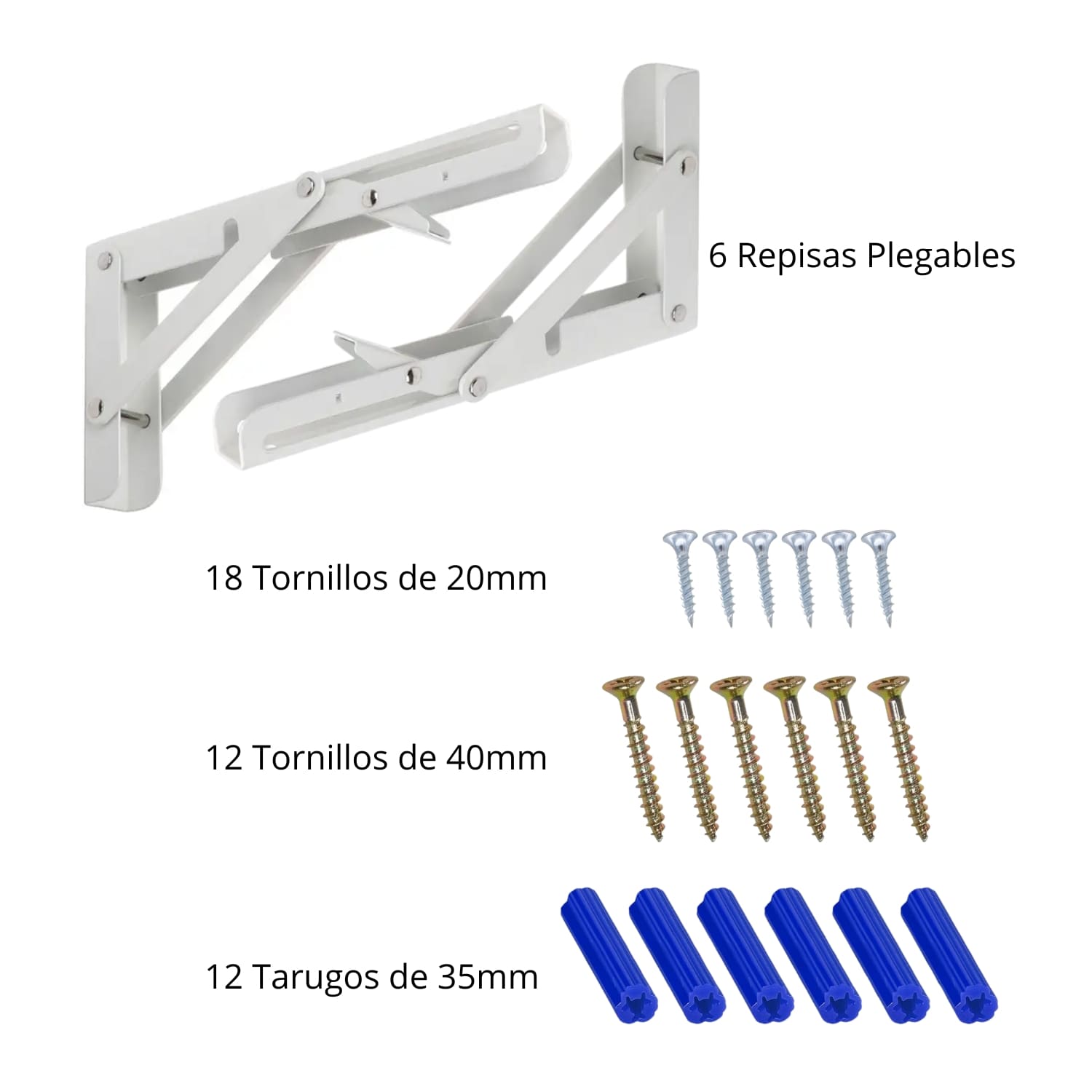 Repisa, Soporte, Ángulo Plegable Push 20cm Pack X6 - Imagen 2