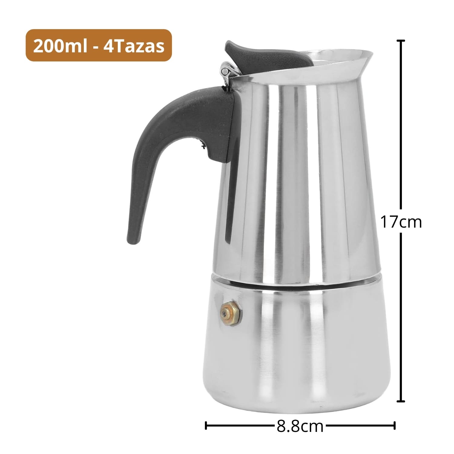 Cafetera Espresso Maker Italiana 4 Tazas Acero Inoxidable - Imagen 4