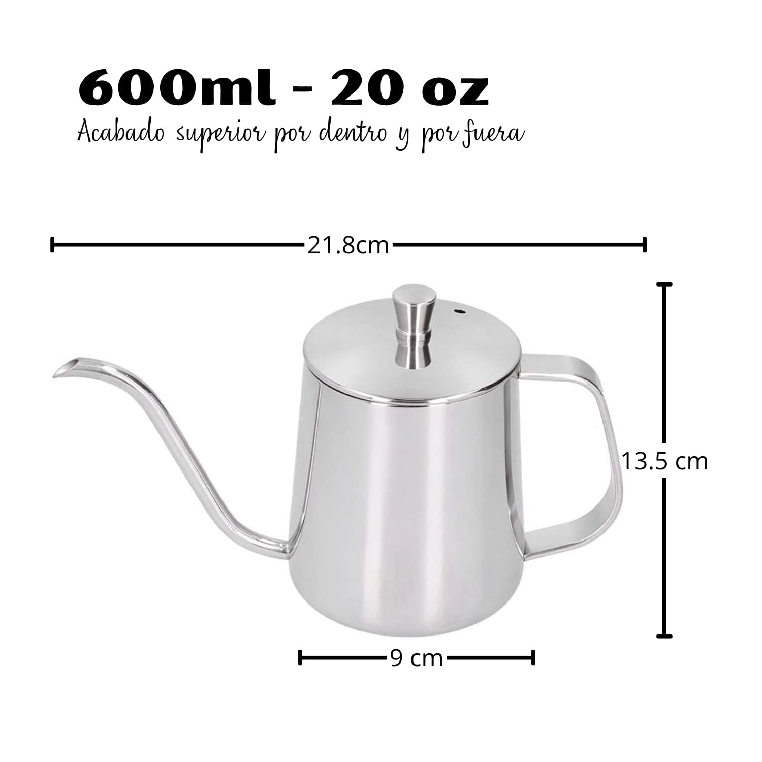 Jarra Cuello de Cisne 600ml Inox, para Cafetera por Goteo - Imagen 4