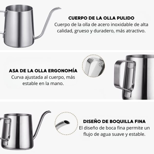 Jarra Cuello de Cisne 600ml Inox, para Cafetera por Goteo - Imagen 6