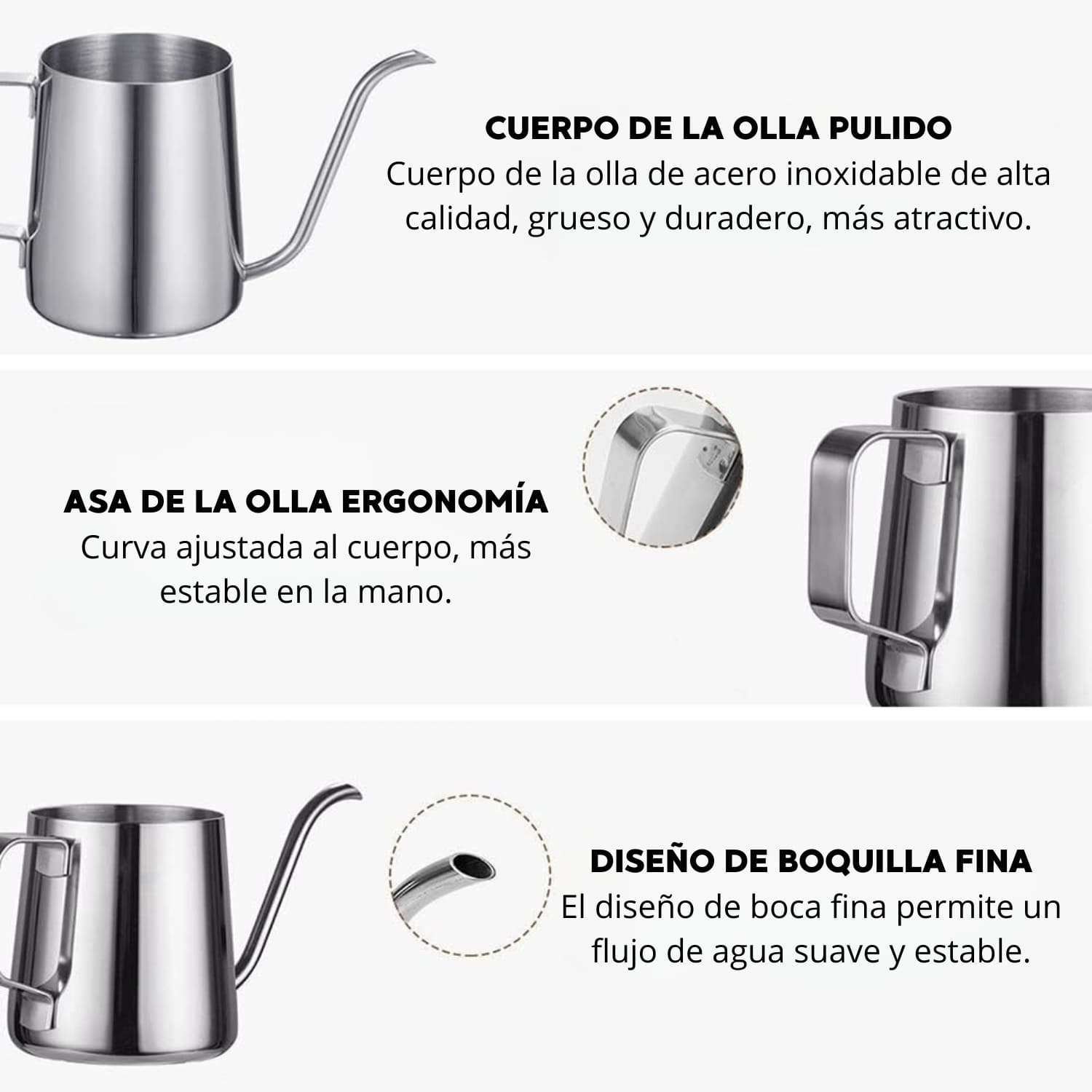 Jarra Cuello de Cisne 600ml Inox, para Cafetera por Goteo - Imagen 6