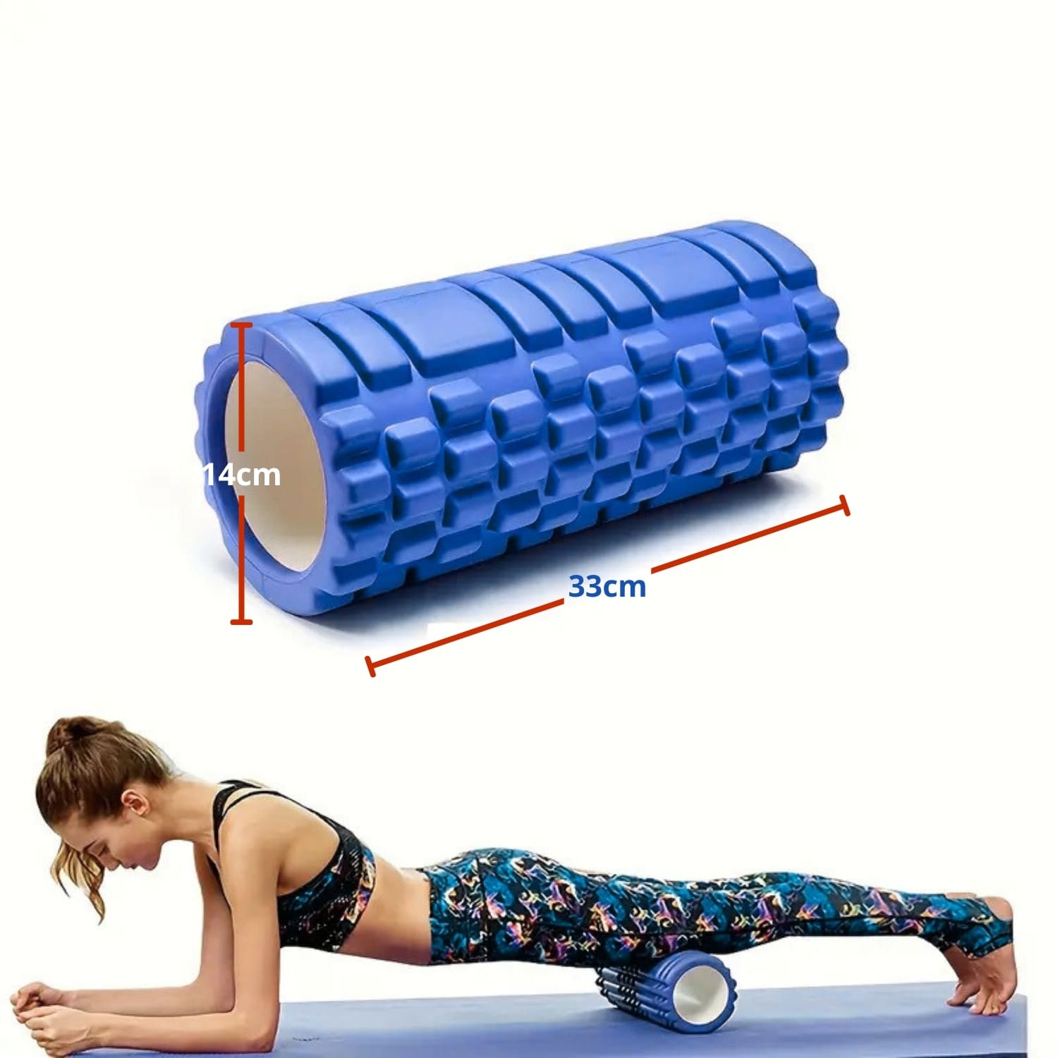 Rodillo de Yoga Foam Roller de Espuma 33 x 14cm Azul - Imagen 2