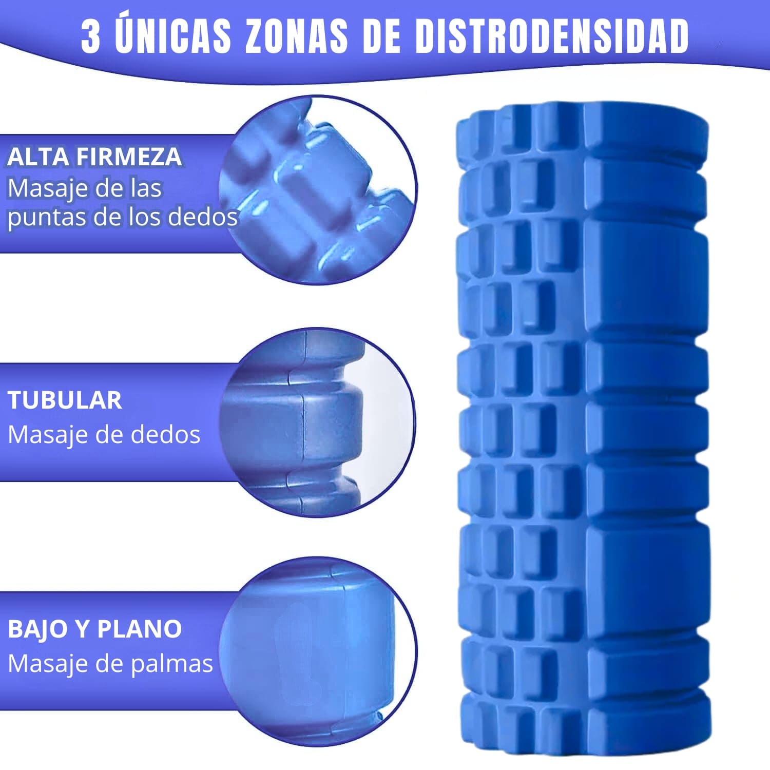 Rodillo de Yoga Foam Roller de Espuma 33 x 14cm Azul - Imagen 4