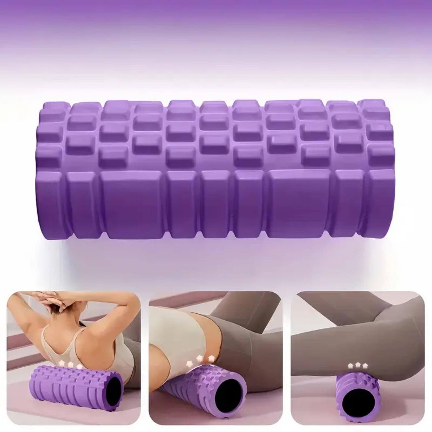 Rodillo de Yoga Foam Roller de Espuma 33 x 14cm Morado - Imagen 3