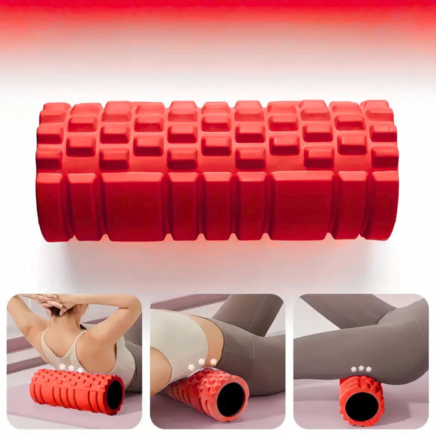 Rodillo de Yoga Foam Roller de Espuma 33 x 14cm Rojo - Imagen 3