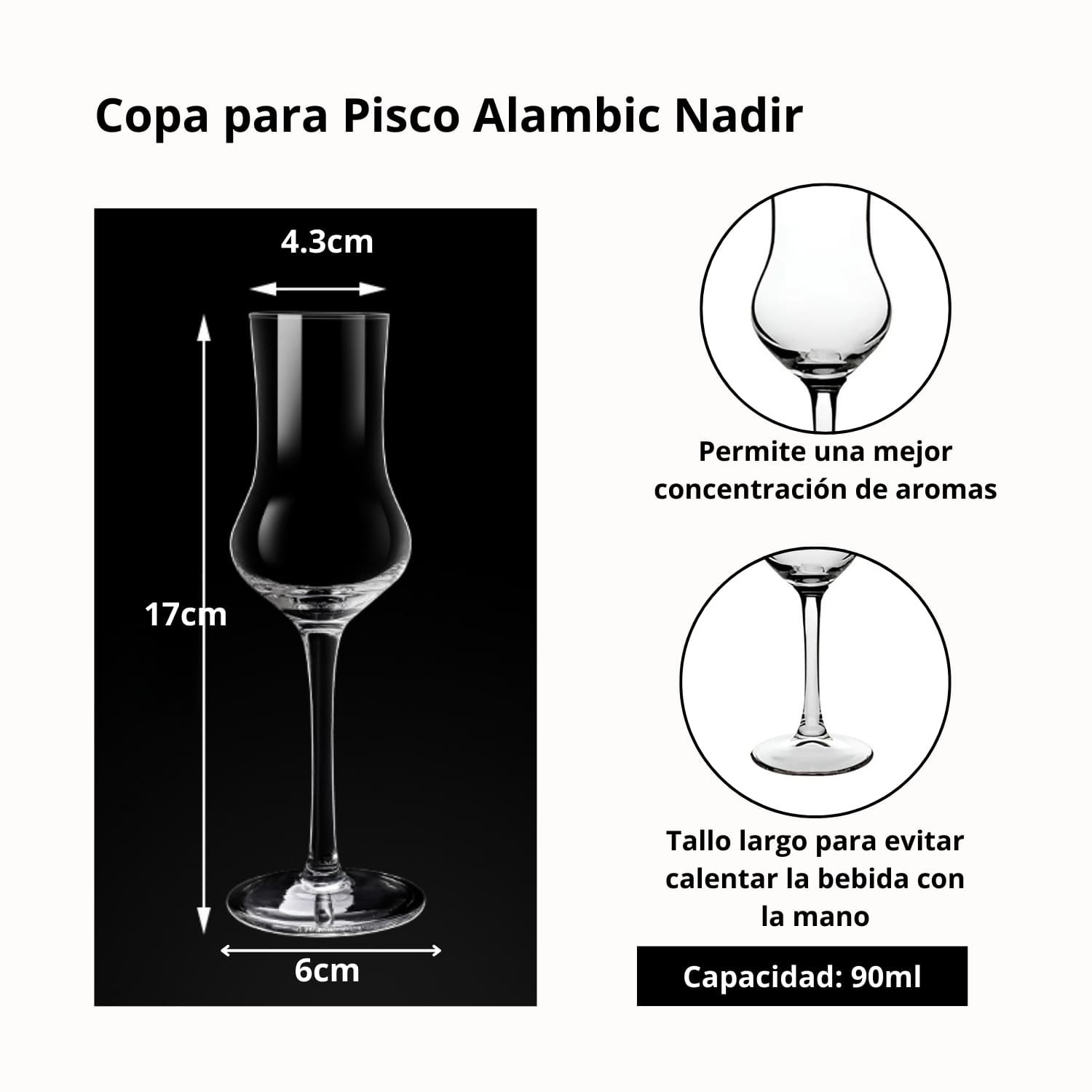 Copa para Pisco 90ml Set de Copas Alambic Nadir - Imagen 4