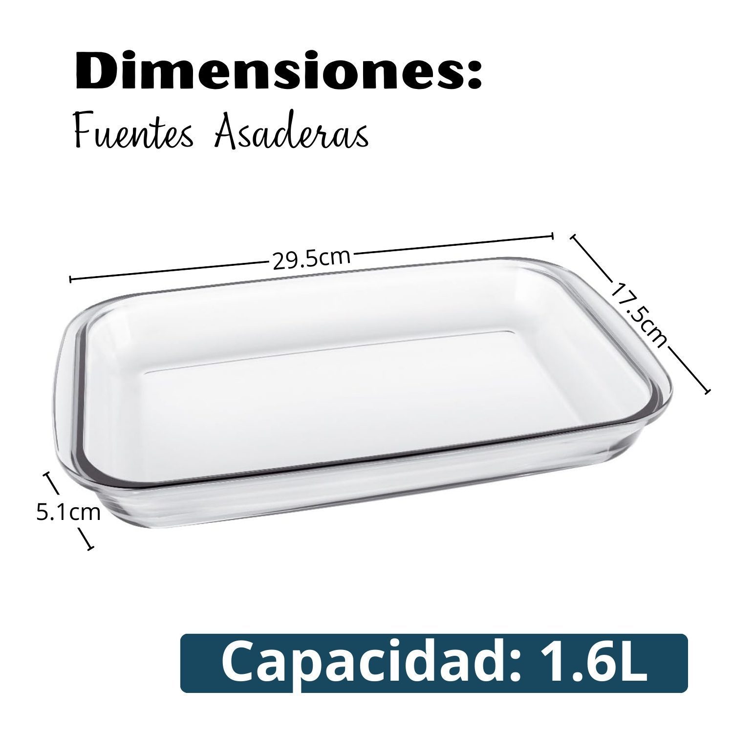 Fuente Bandeja para Horno de Vidrio Templado Marinex 1.6L - Imagen 2