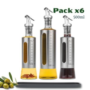 Aceitero Frasco Dispensador Especiero de Vidrio 500ml Pack X6