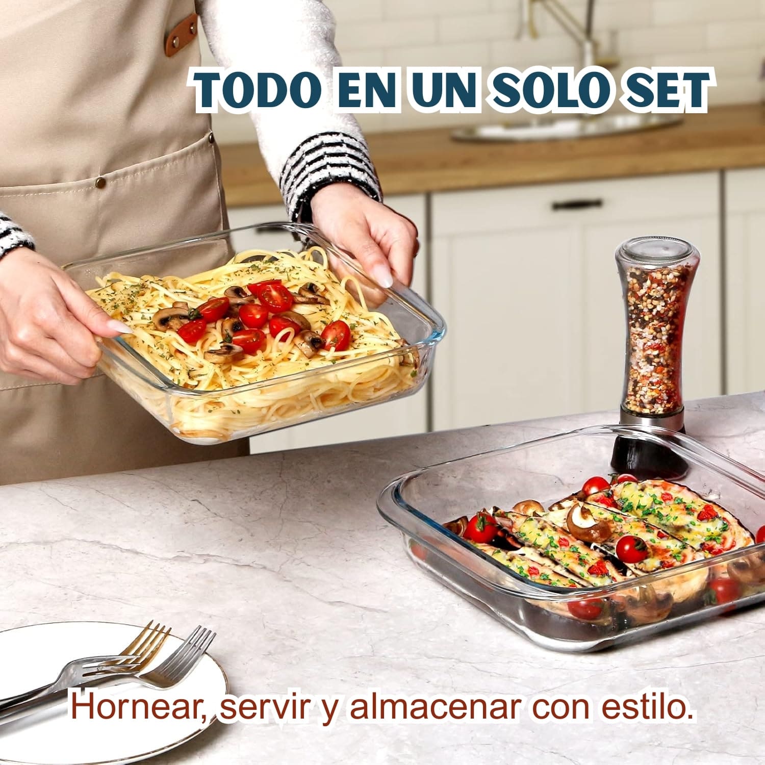 Fuente Bandeja Cuadrado de Vidrio Templado X3 Piezas - Imagen 4
