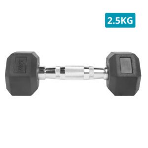 Mancuerna Pesa Hexagonal Cromada y de Caucho 2.5Kg