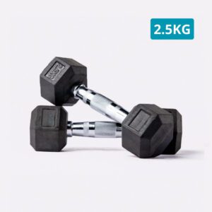 Mancuerna Pesa Hexagonal Cromada y de Caucho 2.5Kg 2 piezas