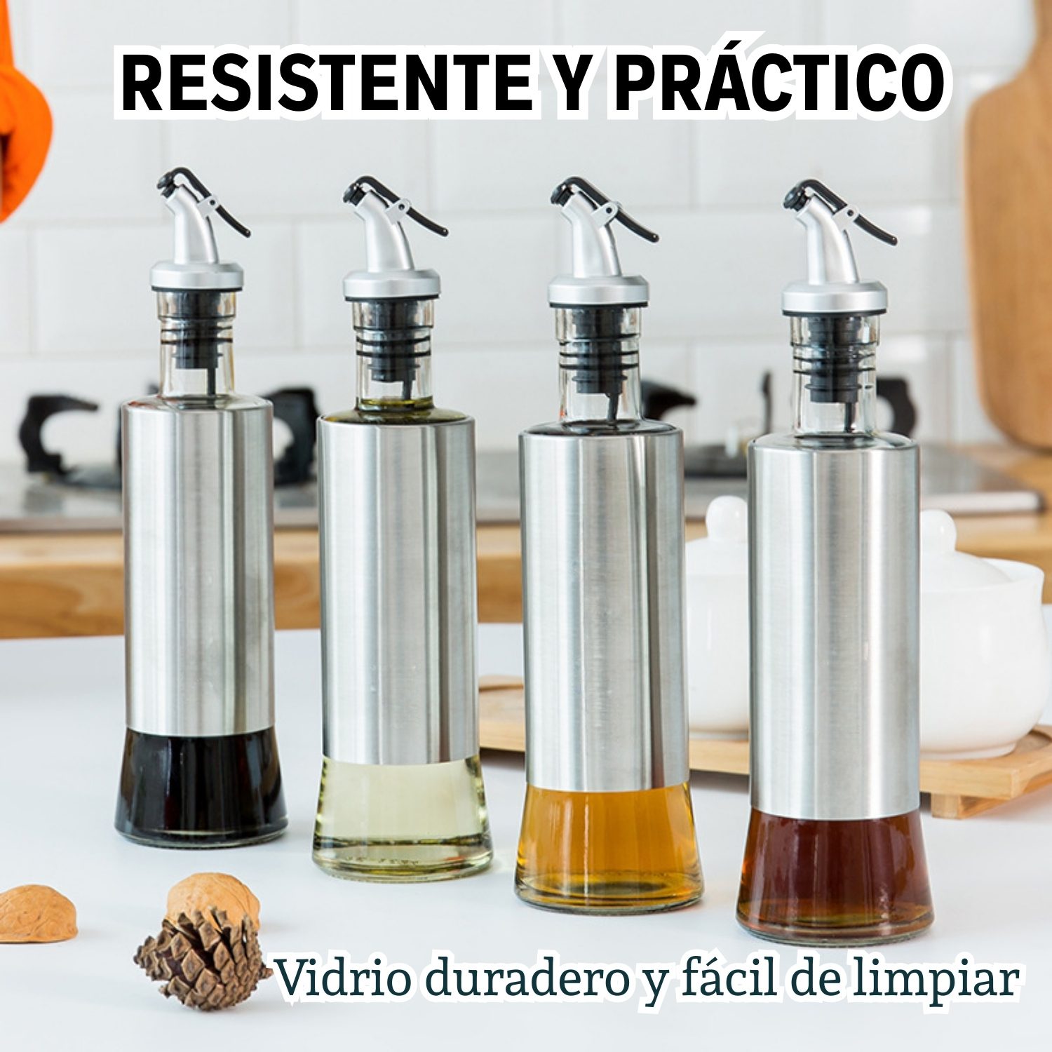 Aceitero Frasco Dispensador Especiero de Vidrio 300ml Pack X6 - Imagen 10