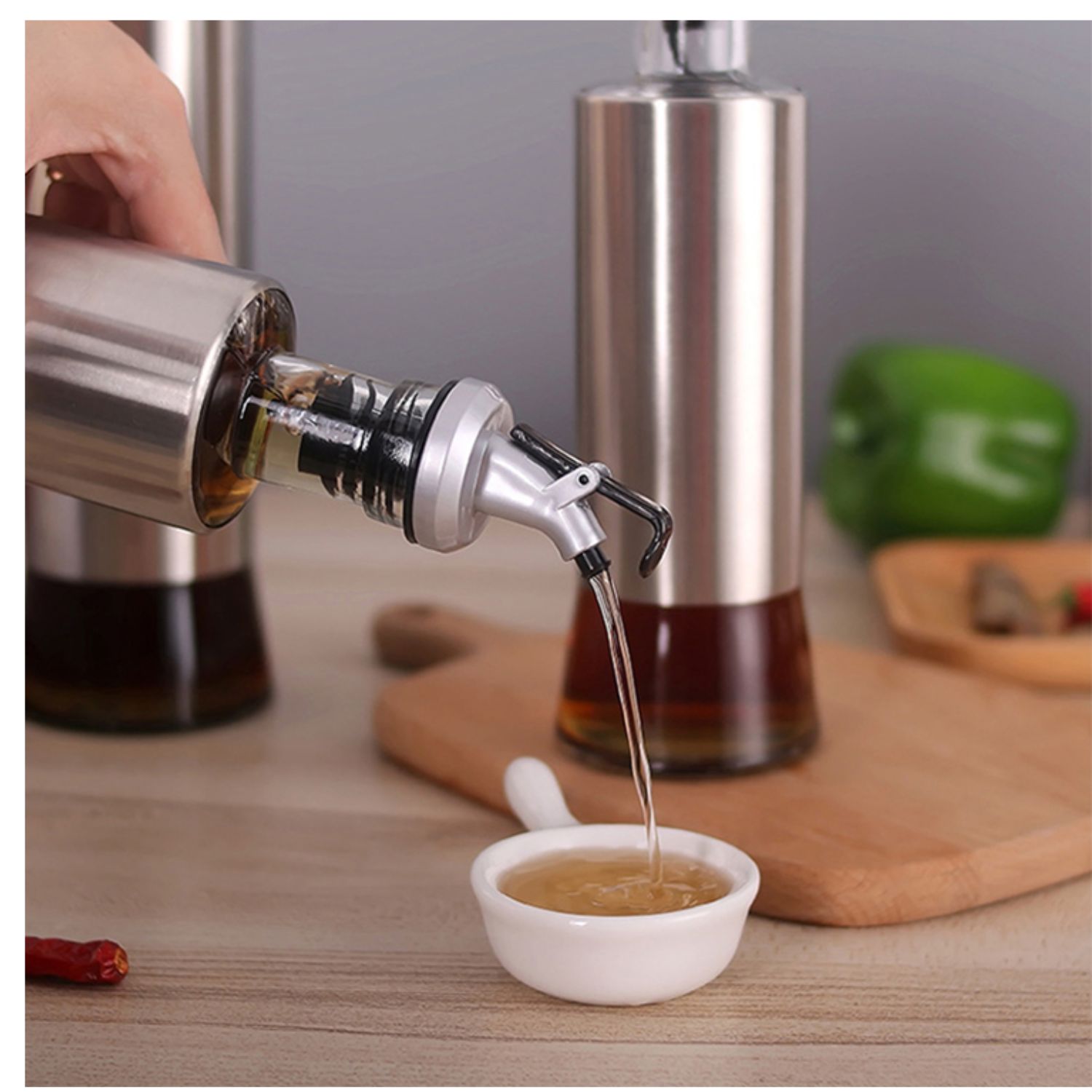 Aceitero Frasco Dispensador Especiero de Vidrio 300ml Pack X6 - Imagen 9