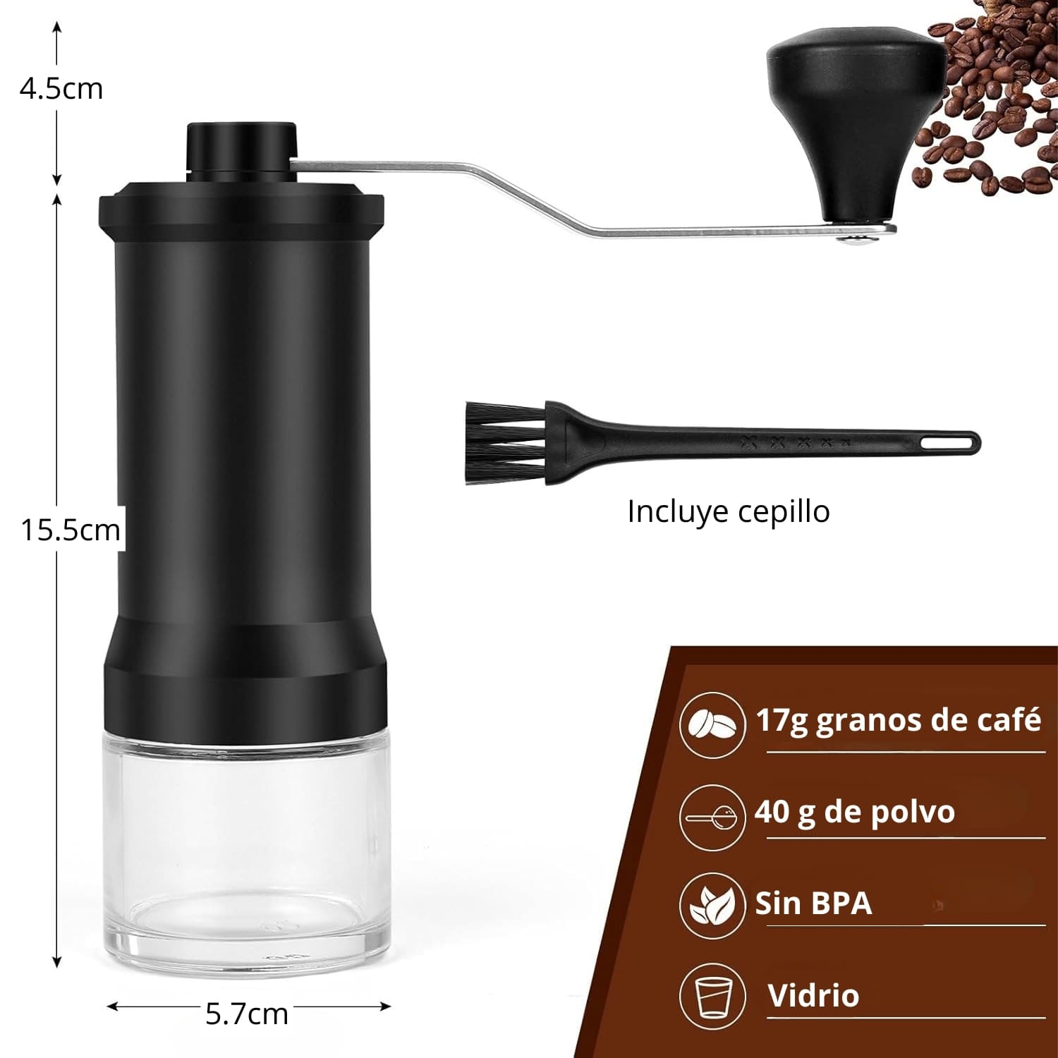 Molinillo Manual Para Café, Granos y Especias - Imagen 3