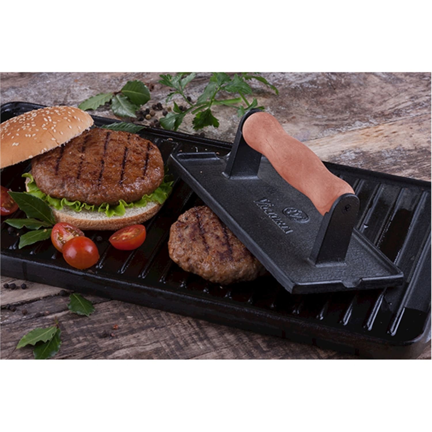 Plancha Parrillera (Pisador De Carnes) 22 cm Esmaltado - Imagen 4