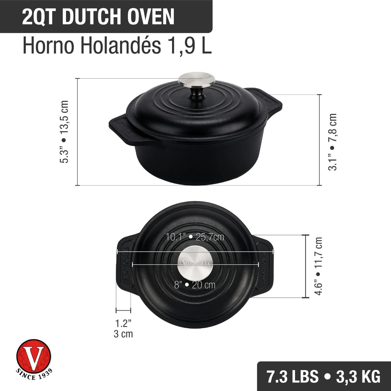 Olla 2Qt Horno Holandes c/T Hierro 1.9 Lt Esmaltado - Imagen 4