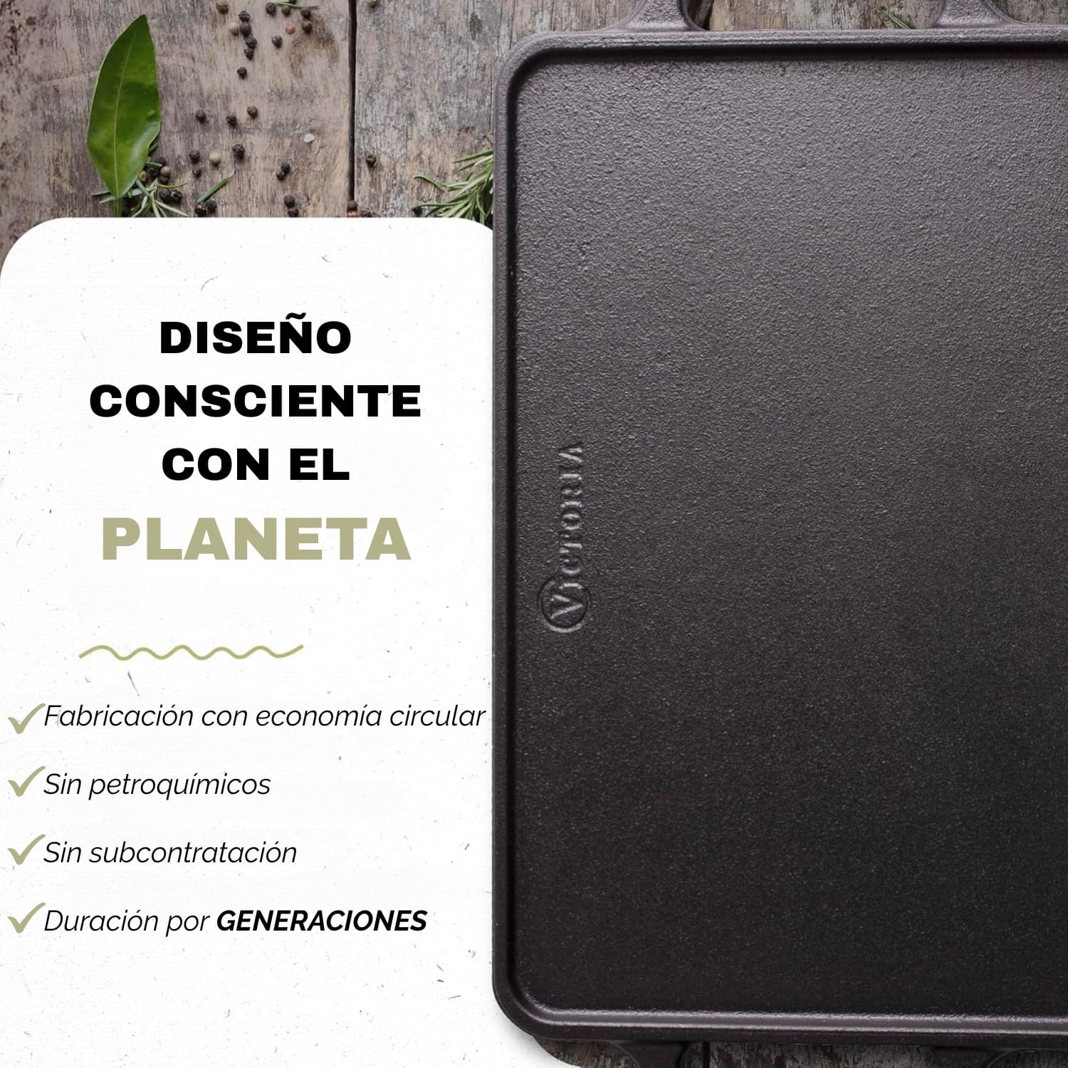Plancha Asadora Curada Reversible Rectang.21X33 Cm Asa/Hierro - Victoria - Imagen 3