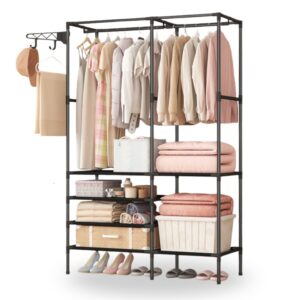 Ropero Armario Closet Perchero Organizador Ropa 2 Cuerpos Negro