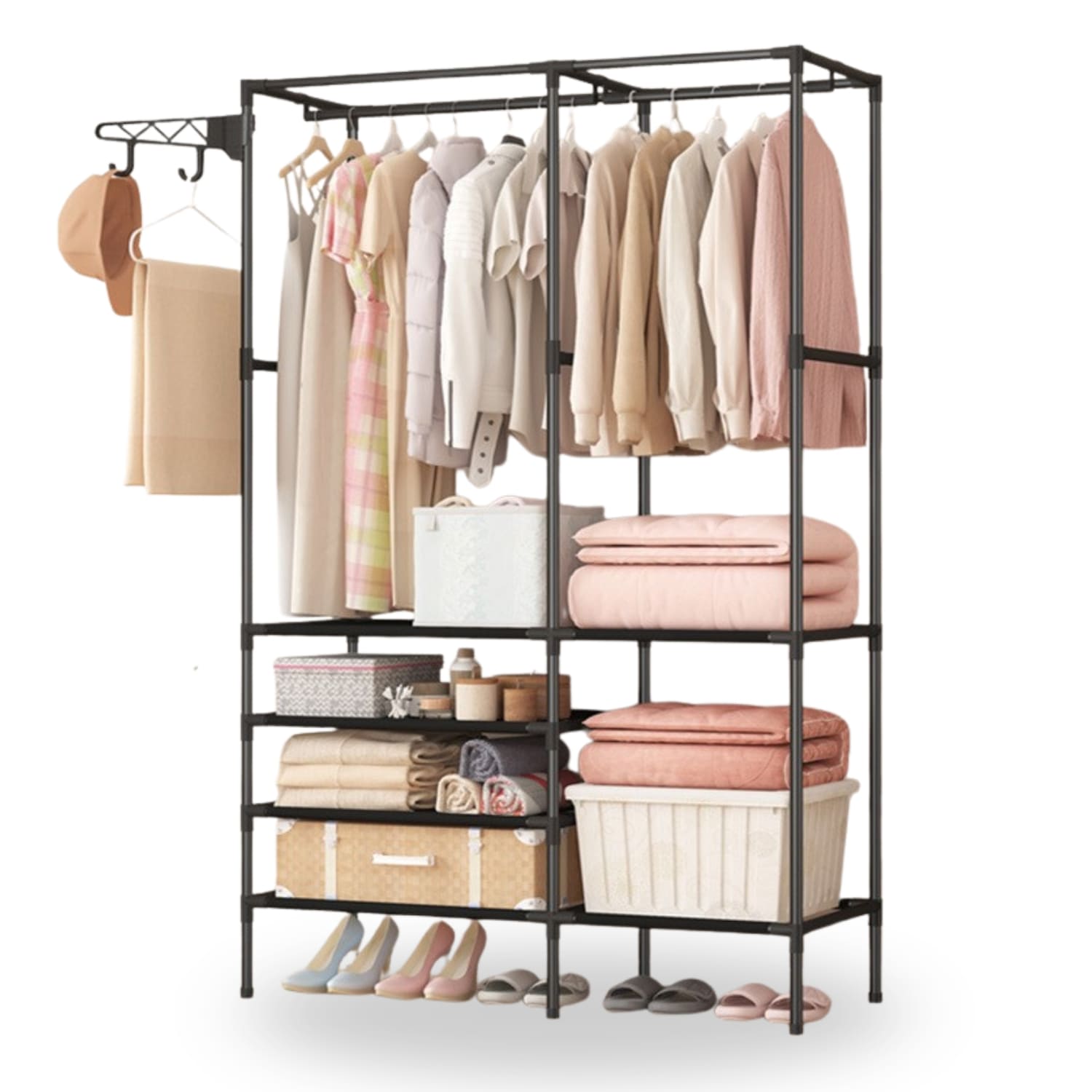 Ropero Armario Closet Perchero Organizador Ropa 2 Cuerpos Negro