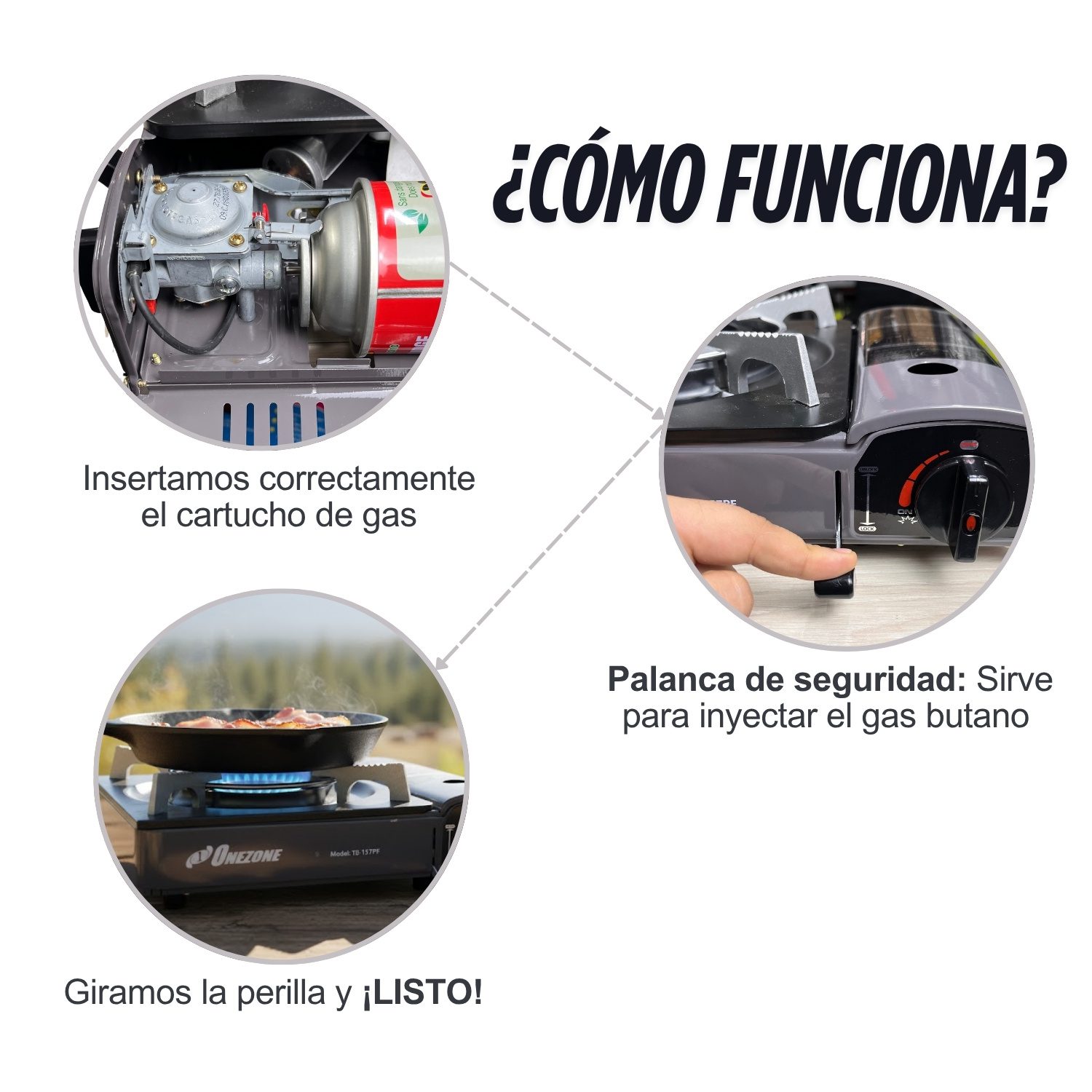 Cocina Estufa Portatil Onezone 1 Hornilla Ideal para Camping + Gas - Imagen 4