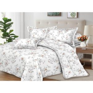 Juego de Sábanas 100% Suave Algodón 2Plazas 4 Piezas 2000 Hilos Jardin Blanco