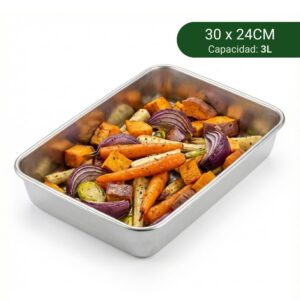 Bandeja de Acero Inoxidable para Horno (3L) 30 x 24 x 5.8 cm