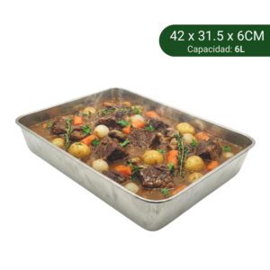 Bandeja de Acero Inoxidable para Horno (6L) 42 x 31.5 x 6 cm