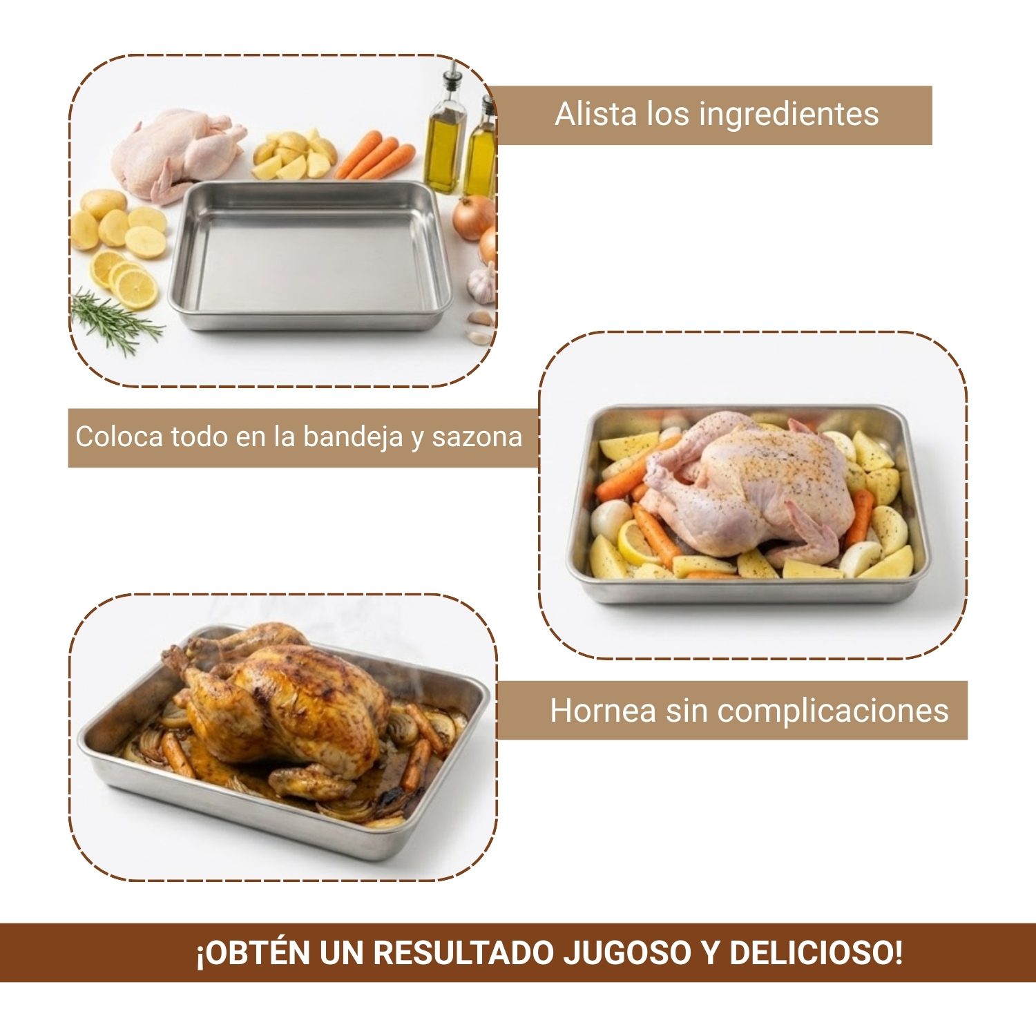 Bandeja de Acero Inoxidable para Horno (4.5L) 35 x 27.5 x 5.8 cm - Imagen 5