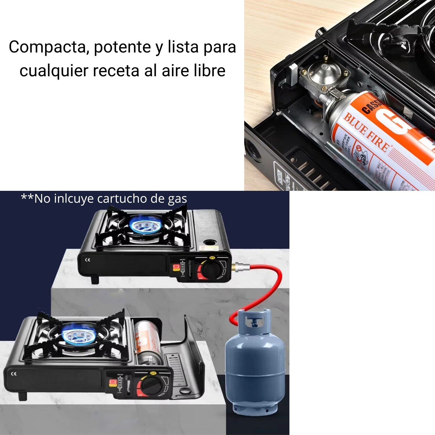 Cocina Estufa Portatil de 1 Hornilla Dual Ideal para Camping - Imagen 2