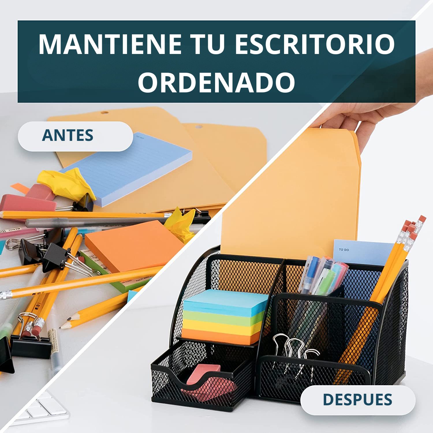 Organizador De Escritorio Metálico Negro – Diseño Moderno - Imagen 2