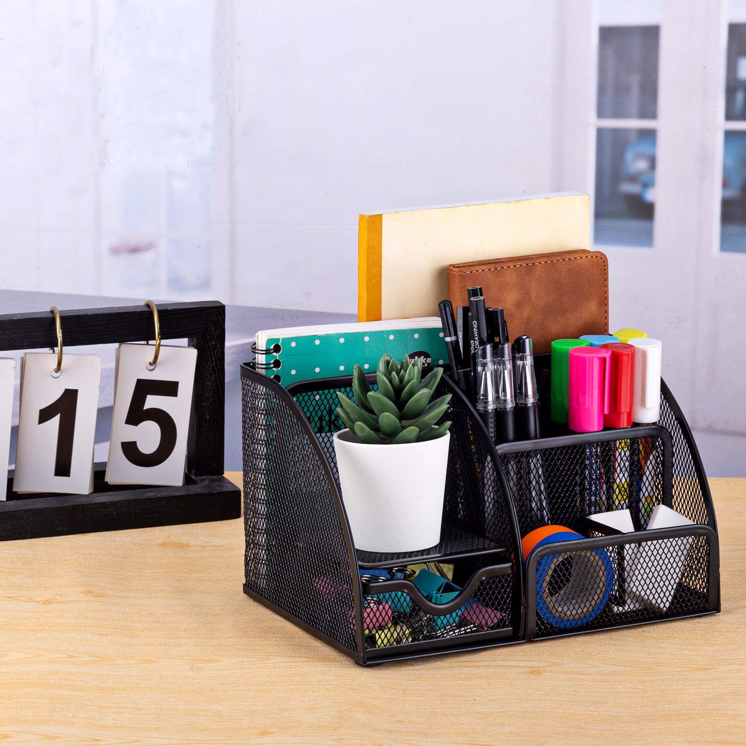 Organizador De Escritorio Metálico Negro – Diseño Moderno - Imagen 3