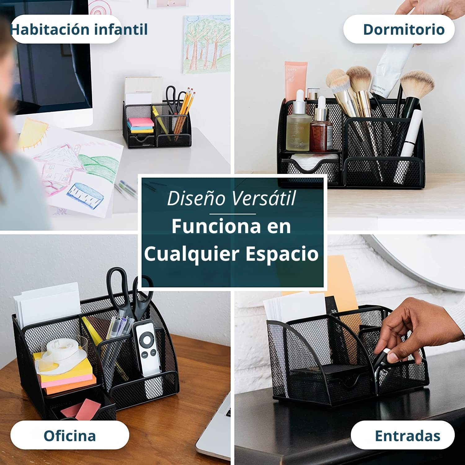Organizador De Escritorio Metálico Negro – Diseño Moderno - Imagen 5