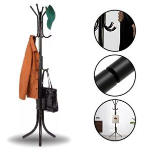 Perchero Organizador de Pie para Ropa, Sombrero y Carteras Negro