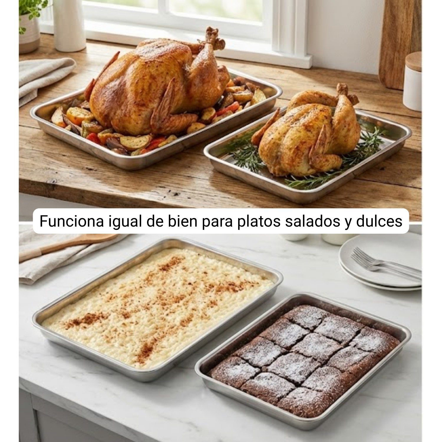 Asadera Bandeja de Acero Inoxidable 44 x 34cm - Imagen 4
