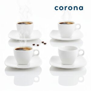 Set Taza para Café Espresso más Plato Corona 100ml - 8pzs Actualite