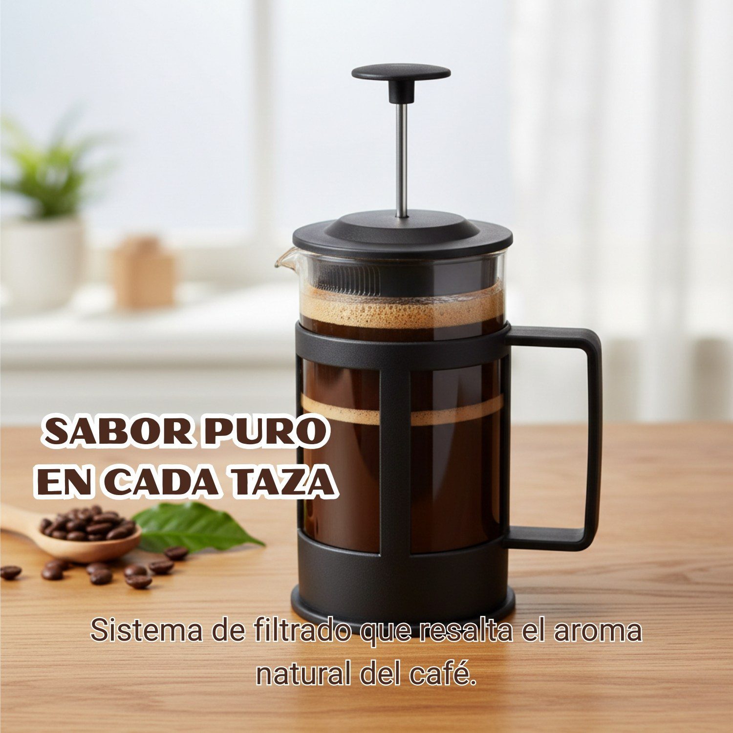 Cafetera Prensa Francesa 350ml Color Negro - Imagen 4