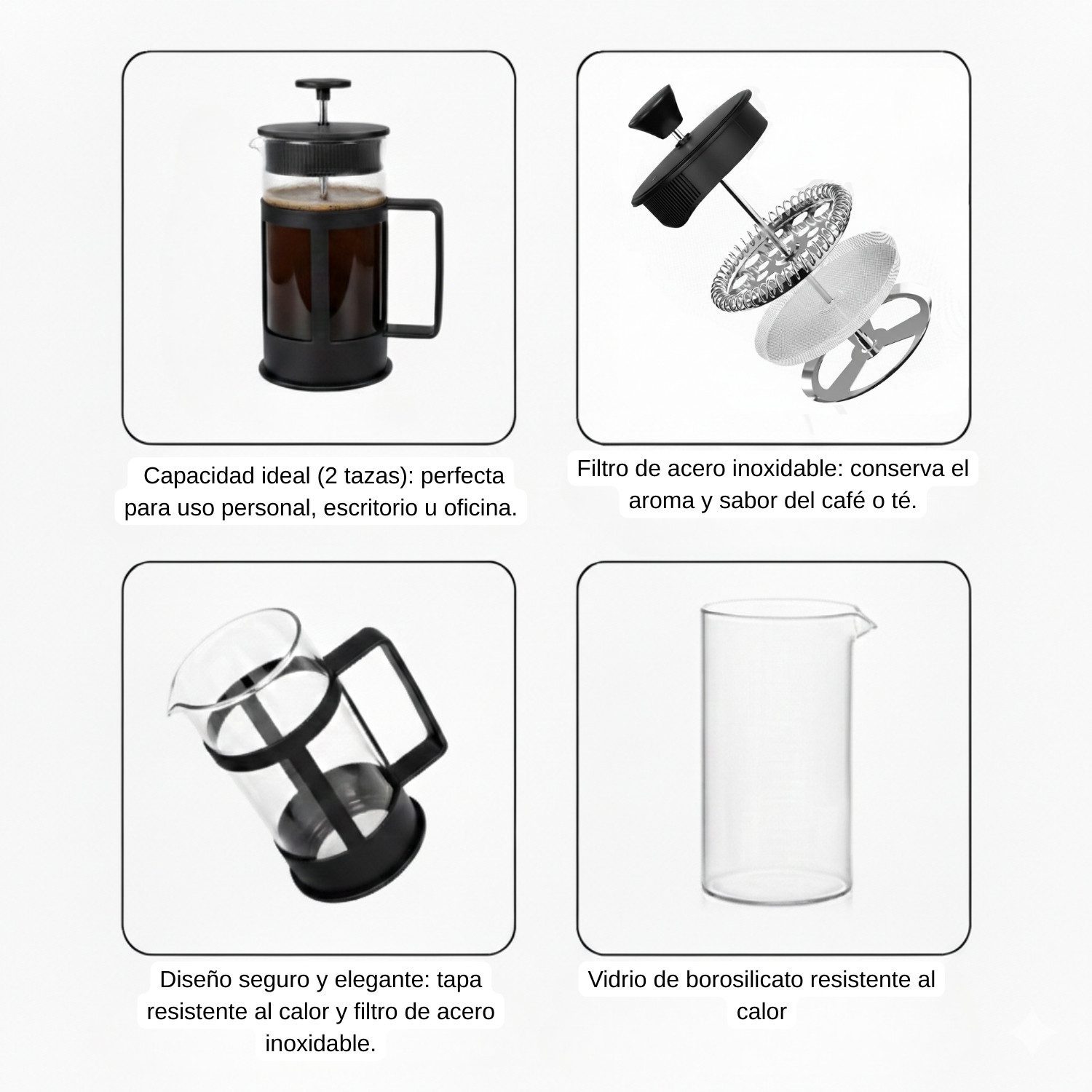 Cafetera Prensa Francesa 350ml Color Negro - Imagen 5