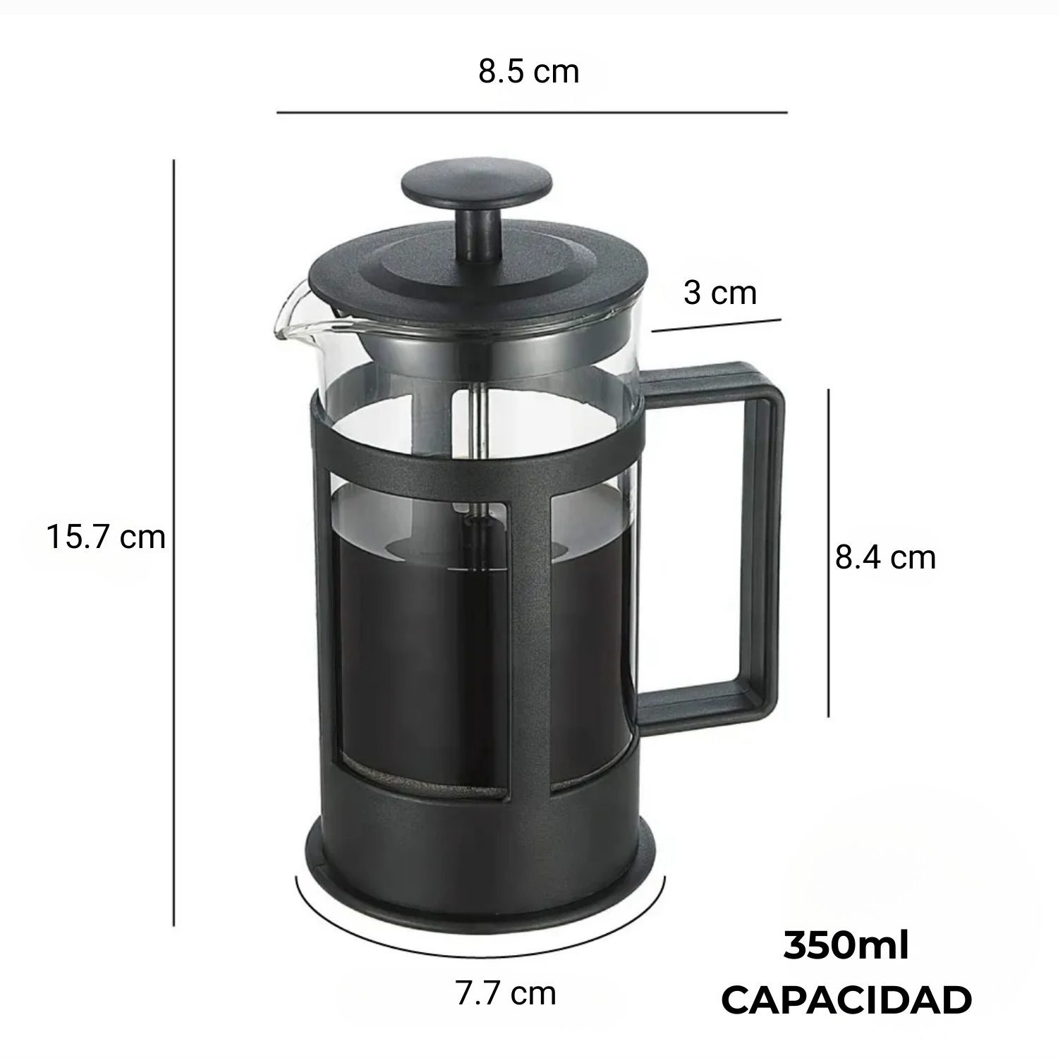 Cafetera Prensa Francesa 350ml Color Negro - Imagen 3
