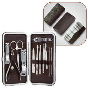 Set Manicure Pedicure 12 en 1 Acero Inox con Estuche