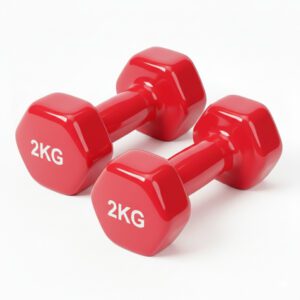 Mancuerna De Vinilo 2Kg 2 Pesas Plastificadas Rojo