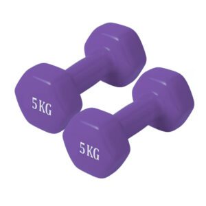 Mancuerna De Vinilo 5Kg 2 Pesas Plastificadas Morado