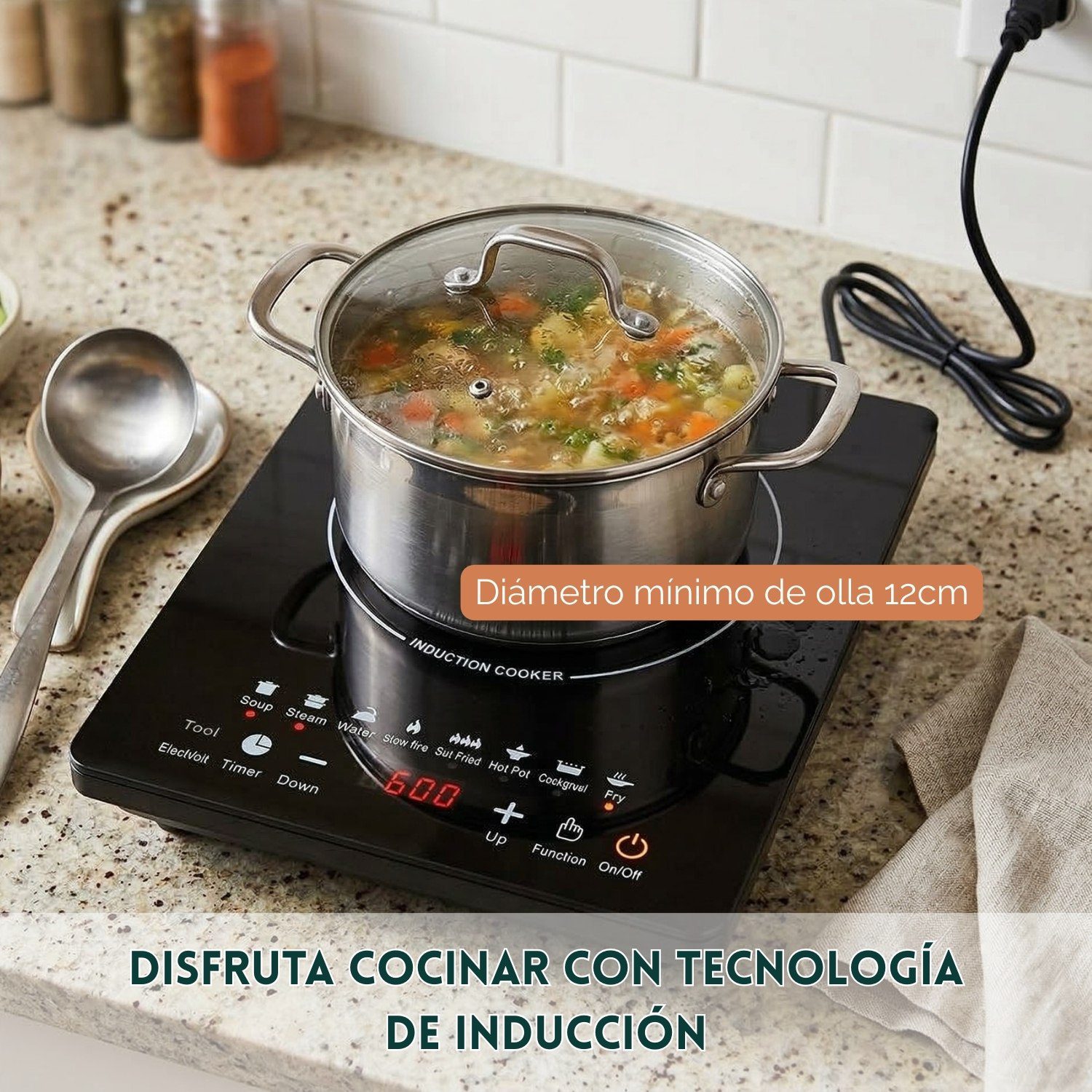 Cocina de Inducción RAF-8104 2200W Digital con Temporizador - Imagen 2
