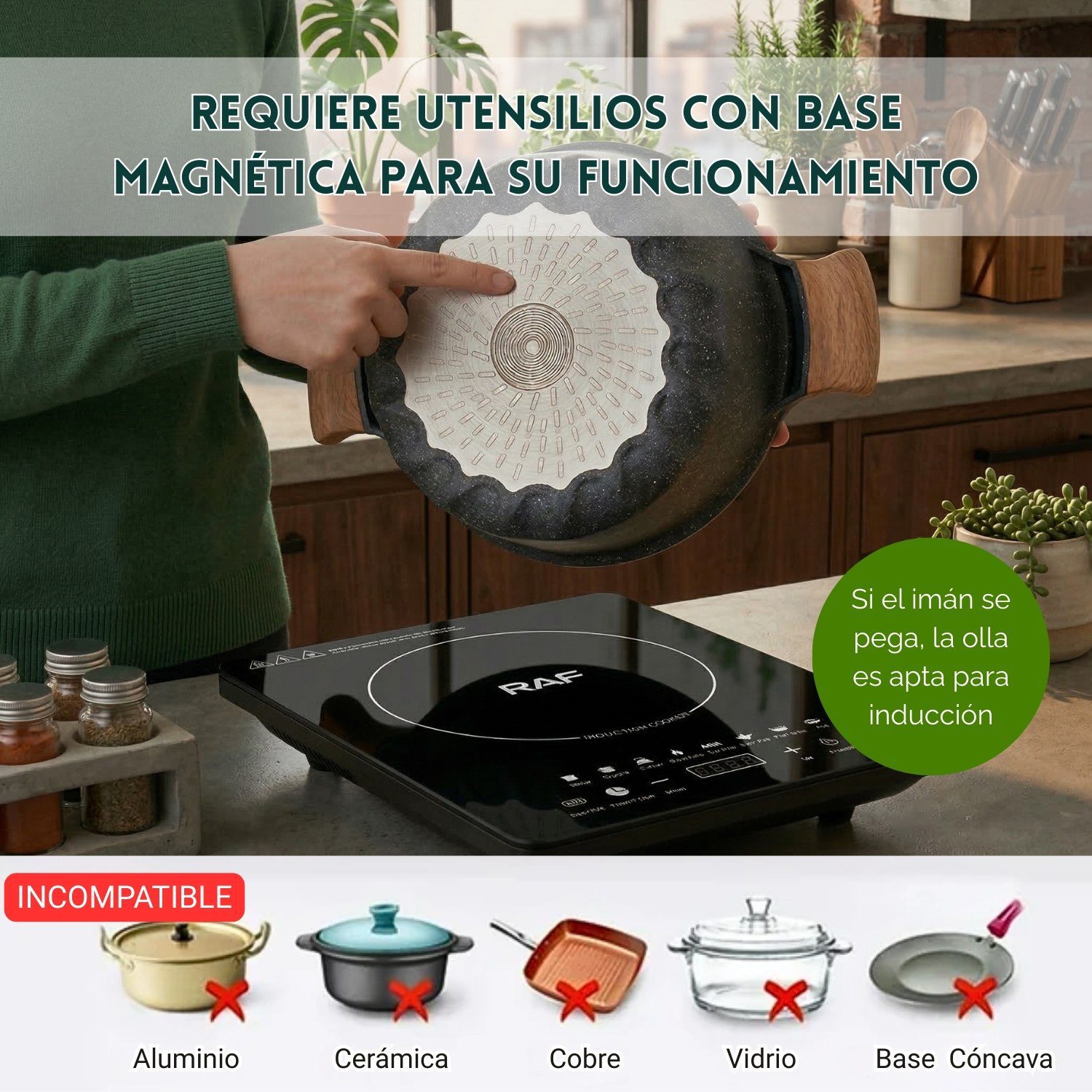 Cocina de Inducción RAF-8104 2200W Digital con Temporizador - Imagen 3