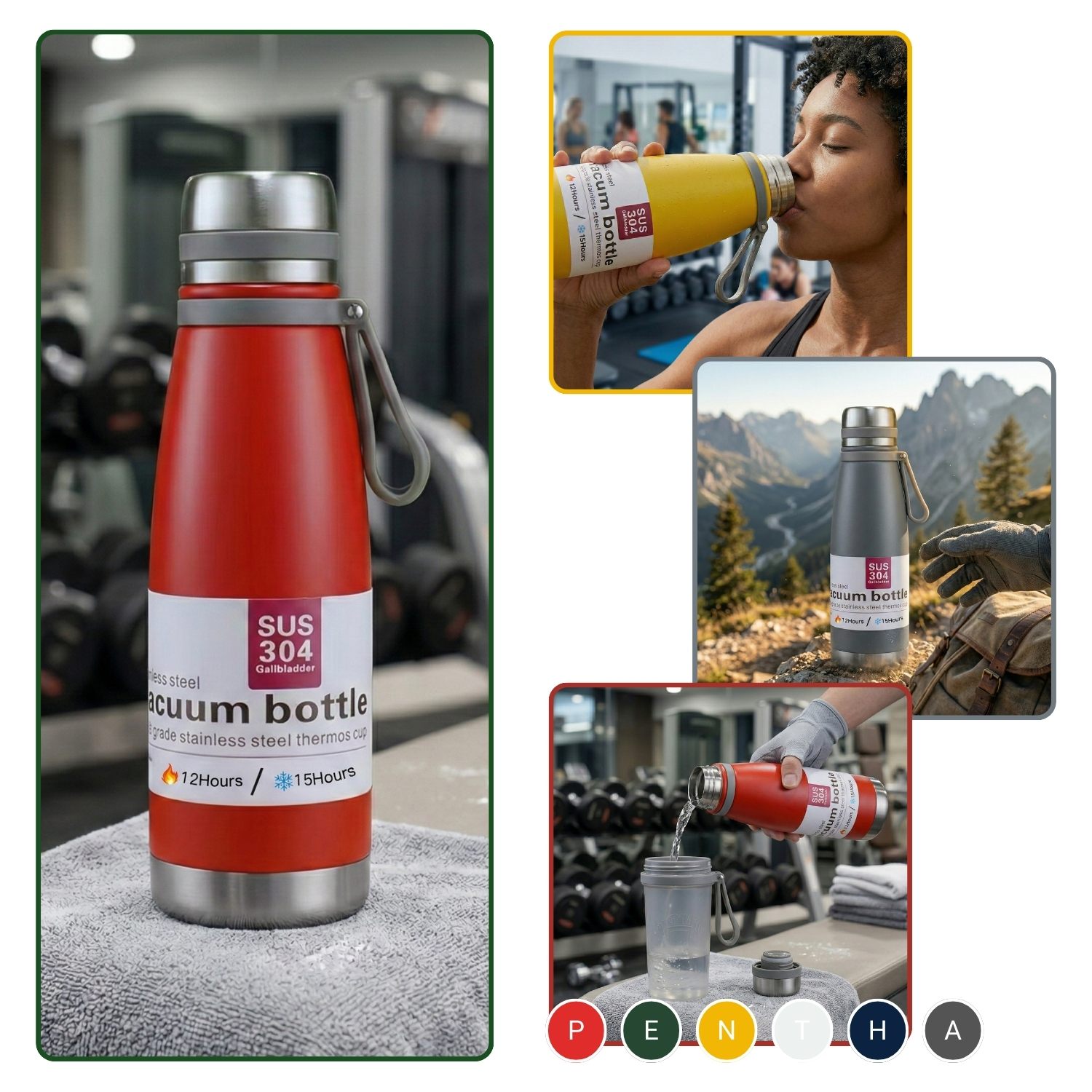 Termo Tomatodo De 1 Litro Acero Inoxidable Color Rojo - Imagen 4