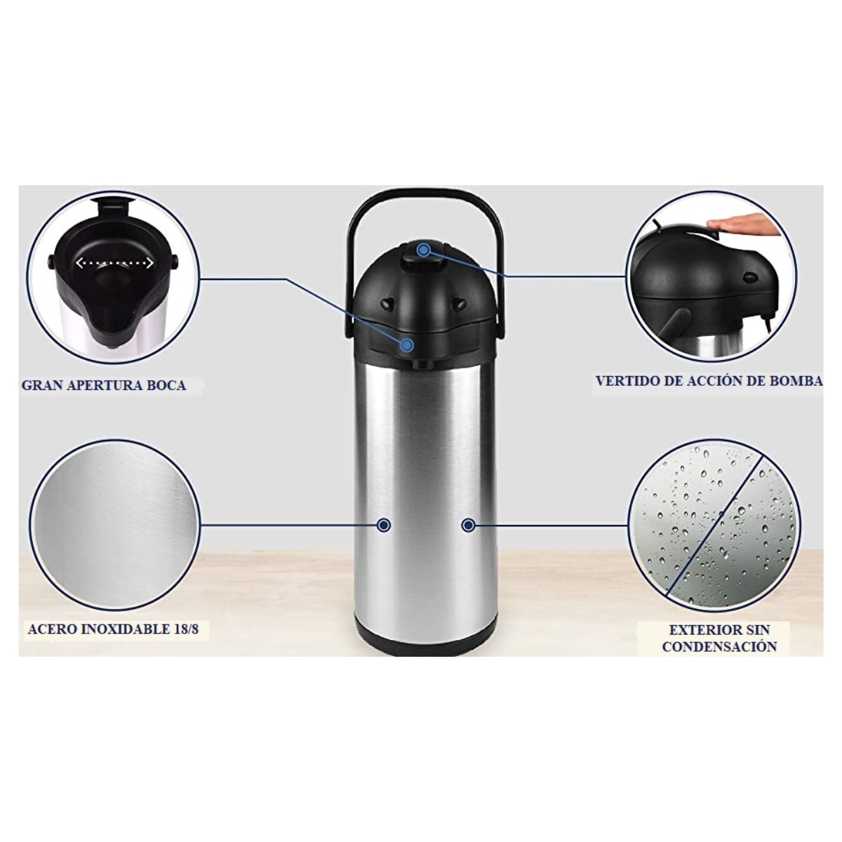 Termo Con Dispensador Acero Inoxidable de 3 Litros - Imagen 6
